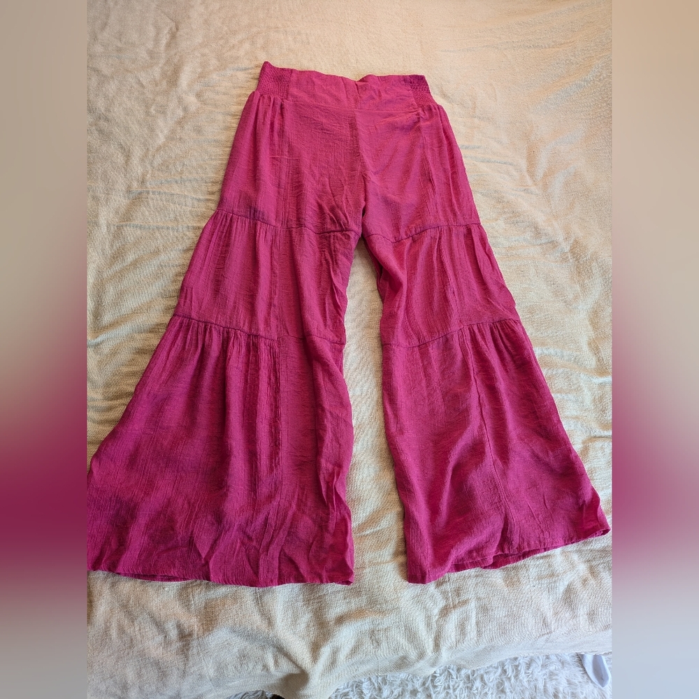 Nanette Lepore Magenta Tiered Wide Leg Pants
